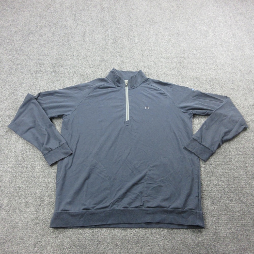 Travis Mathew Pullover Mens Large Blue 1/4 Zip Golf Grey Goose Chicago 2017